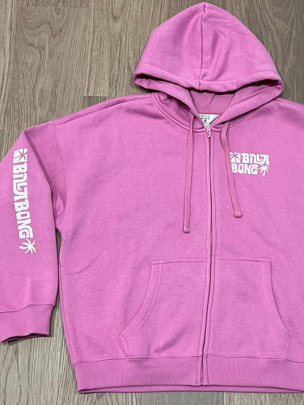 L BILLABONG Pink Zip-up Hoodie Sweatshirt Sweater Top Shirt Womens NWT Surf Y2K